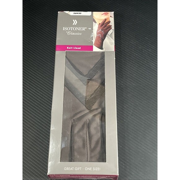 Vtg Isotoner Classic Knit Lined BROWN Women's One Size Gloves NOS - Picture 1 of 7